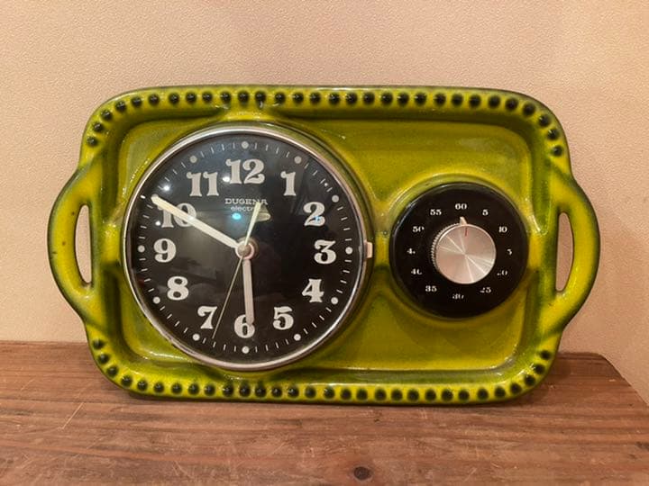 DUGENA 壁掛け時計 陶器製 ビンテージ レトロ ダメージ有　最終値下げ