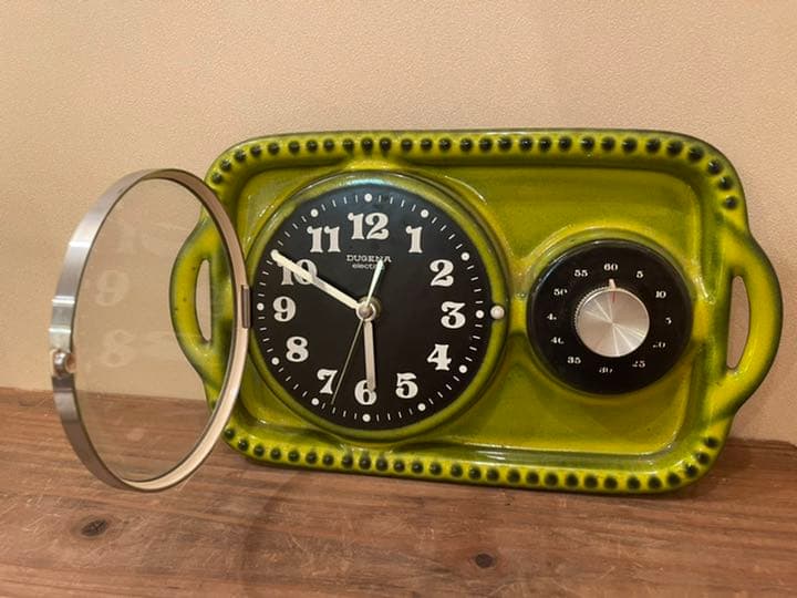 DUGENA 壁掛け時計 陶器製 ビンテージ レトロ ダメージ有　最終値下げ