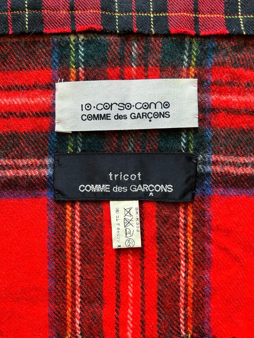 コルソコモ トリコ コムデギャルソン 赤 タータンチェック マフラー