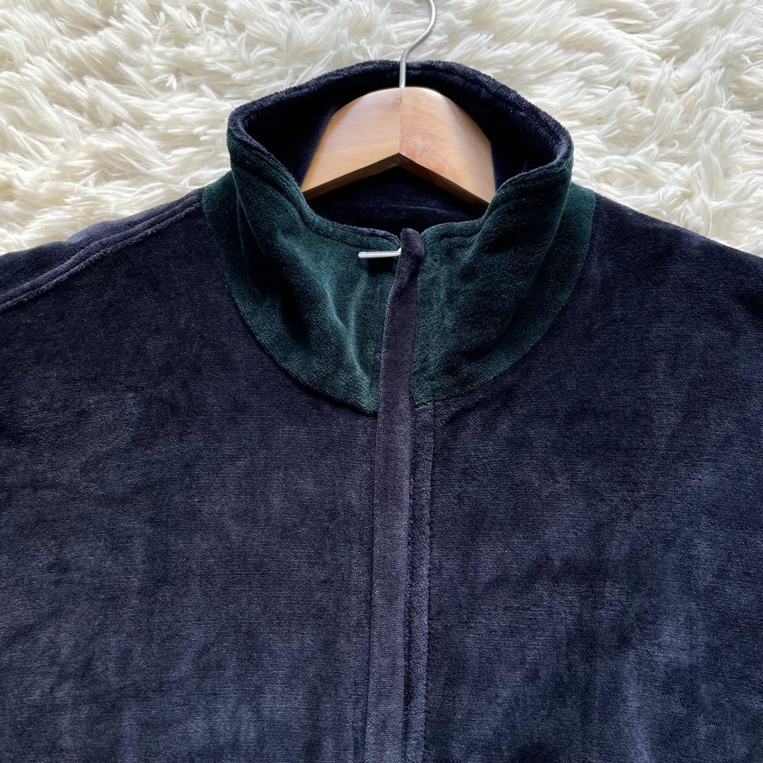 極美品✨ロベルトコリーナ　ベロアブルゾン　Wジップ　紺緑バイカラー　48