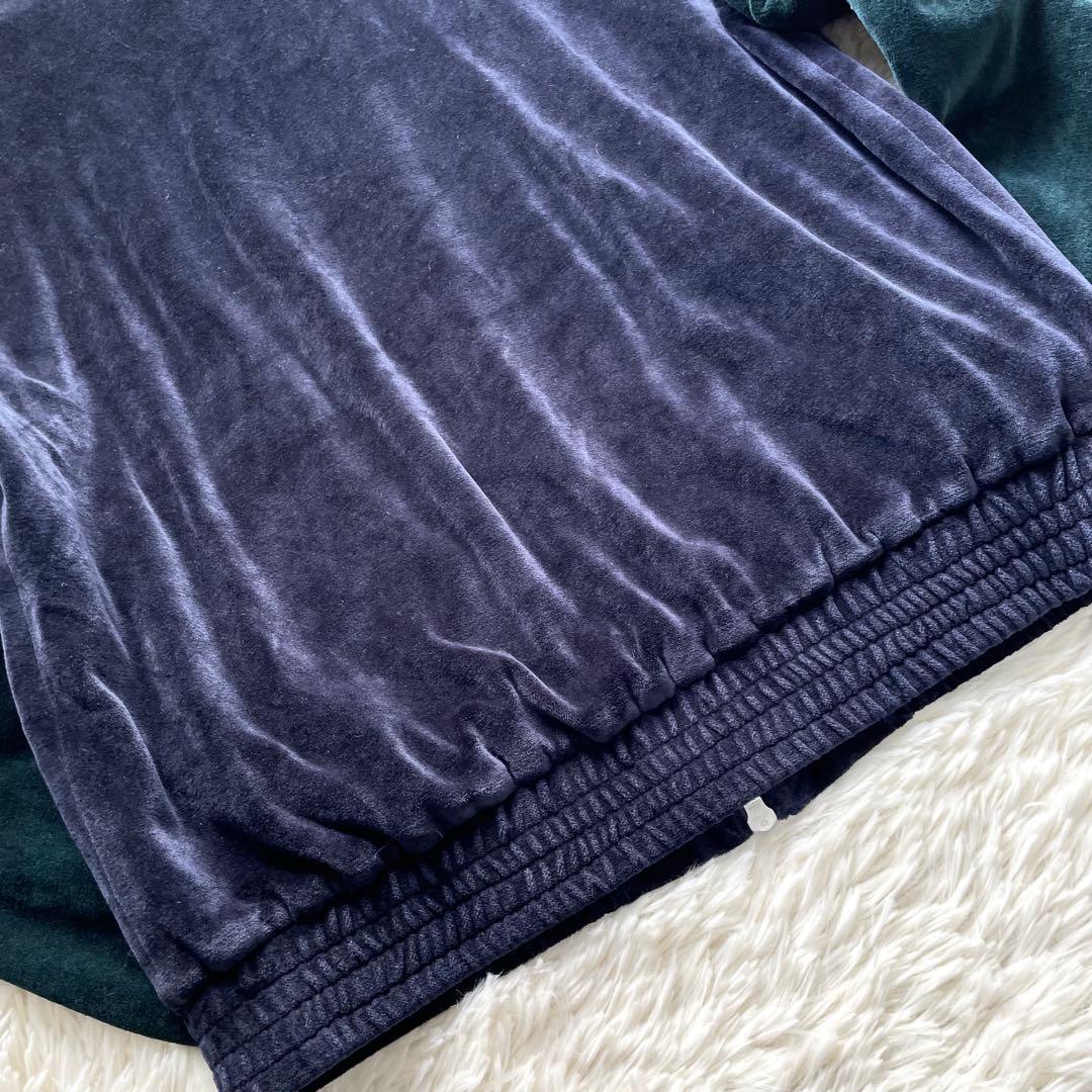 極美品✨ロベルトコリーナ　ベロアブルゾン　Wジップ　紺緑バイカラー　48