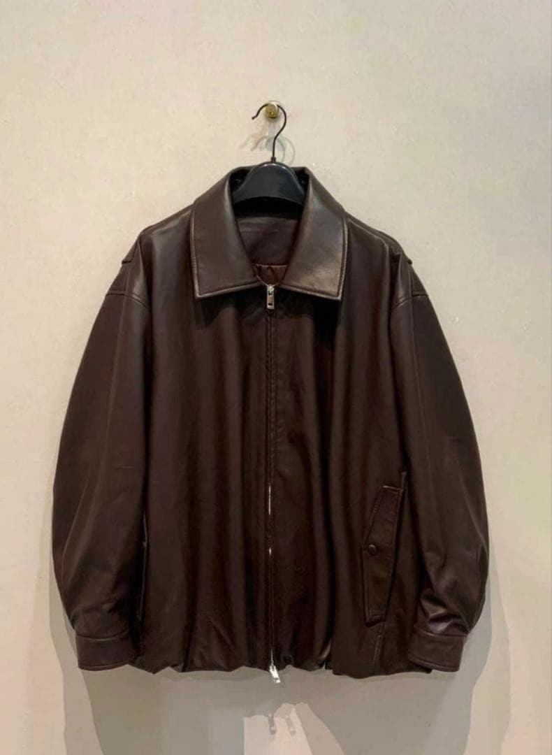 CLANE FAKE LEATHER BALLOON JACKET ブラウン1