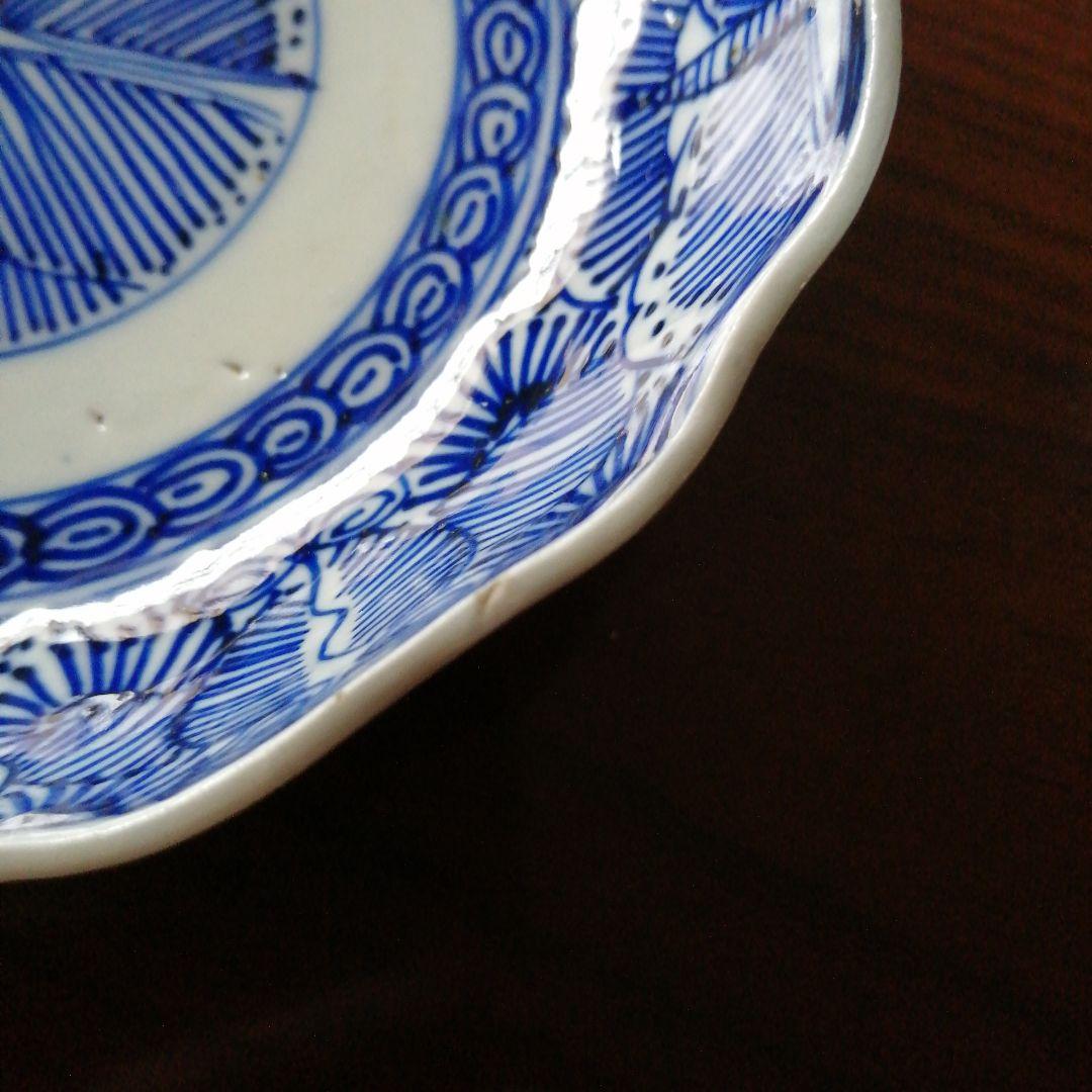 古伊万里　染付線描膾皿　10客　15cm　江戸後期～明治初期