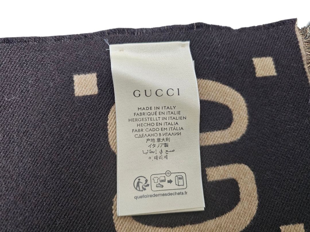 ❤*格様 美品！GUCCI GGロゴマフラー ベージュ/ブラウン　リバーシブル
