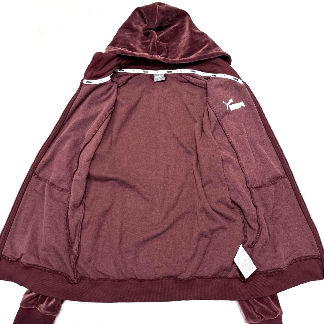専用【レディースXL】 プーマ　セットアップ　パーカー　パンツ　ベロア　エンジ