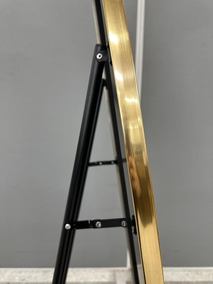 鏡　姿見　スタンドミラー　ウェーブミラー　ゴールド