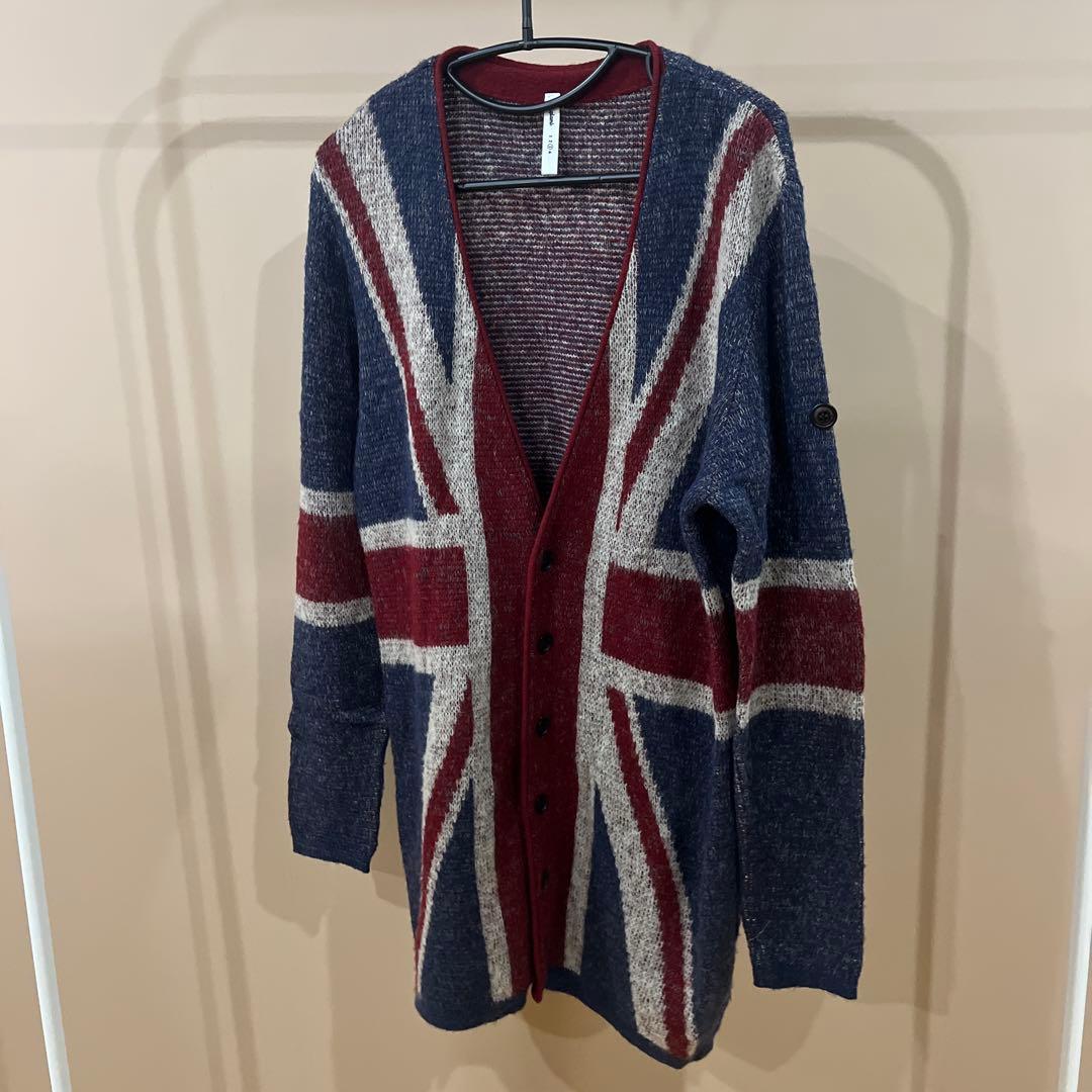 glamb グラム　美品　ユニオンジャック柄ロングニットカーディガン