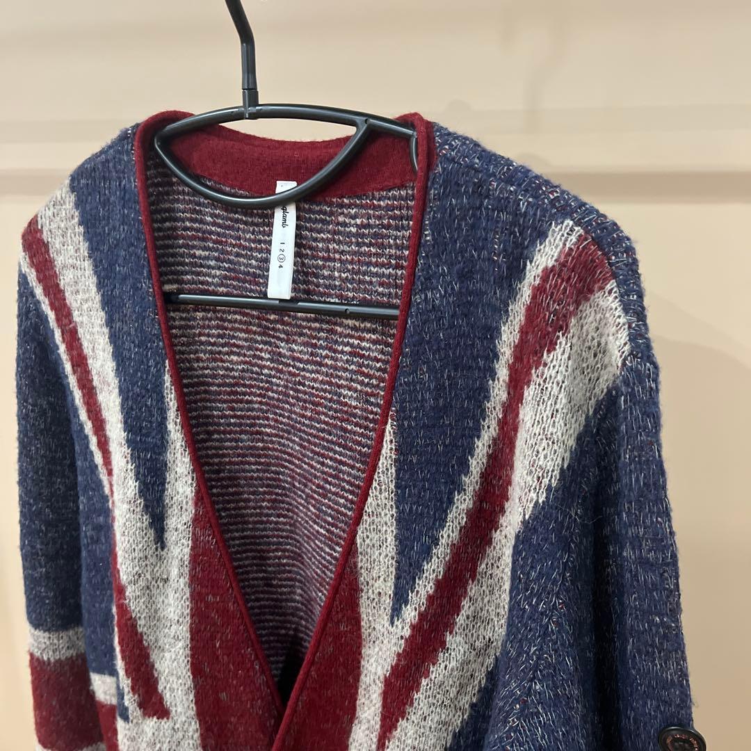glamb グラム　美品　ユニオンジャック柄ロングニットカーディガン