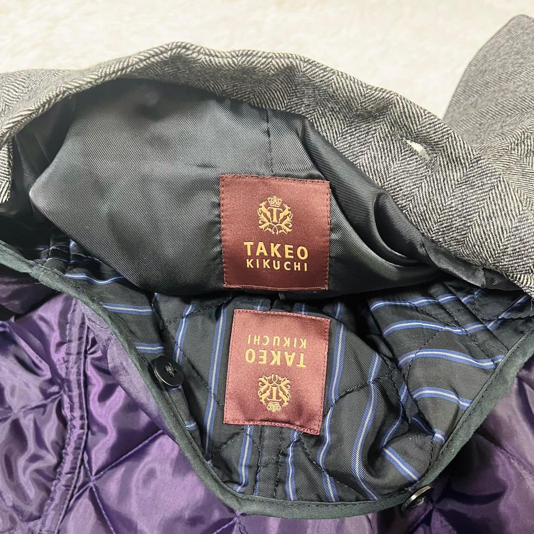 赤タグ タケオキクチ ヘリンボーン カシミヤ チェスターコート 大きいサイズ 4