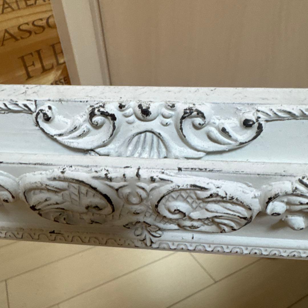 アンティーク壁掛け鏡　55cm65cmホワイト　ミラー　ウォールミラー