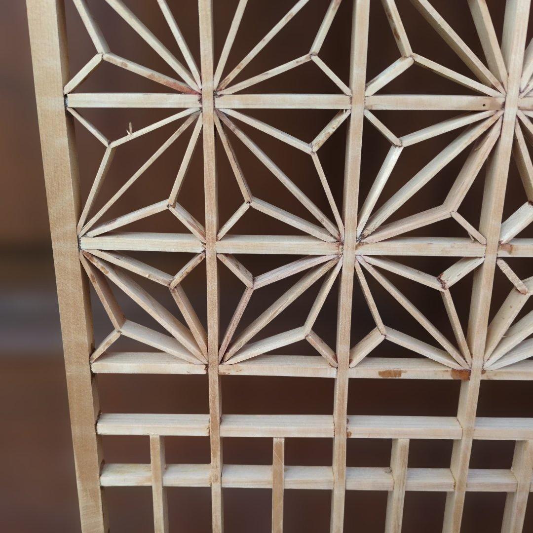 昭和レトロ 組子欄間①+② 2枚 書院障子 建具 衝立 引戸 ガラス戸