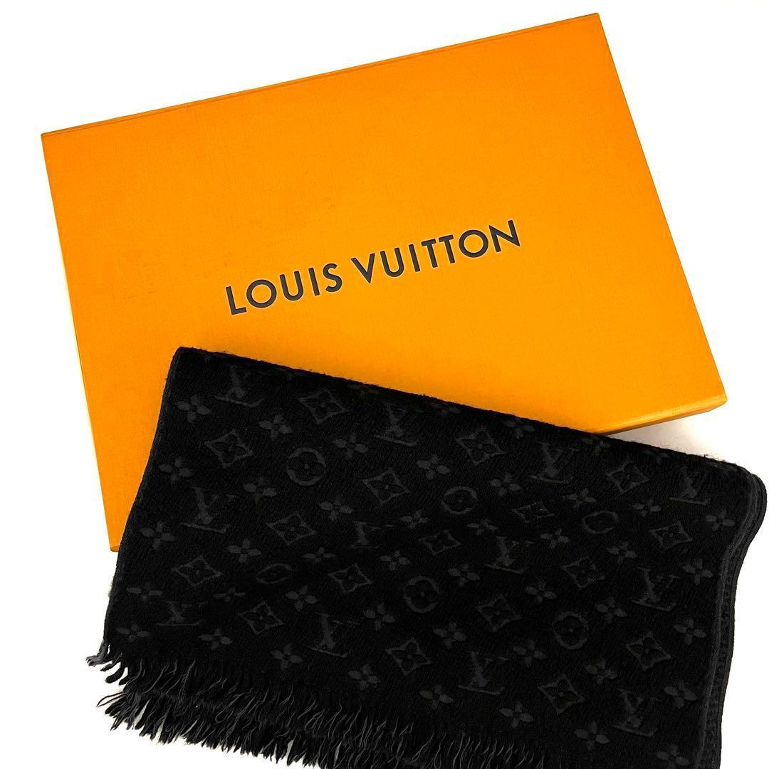 極上美品✨箱付ルイヴィトン マフラー モノグラム エシャルプクラシック黒ブラック