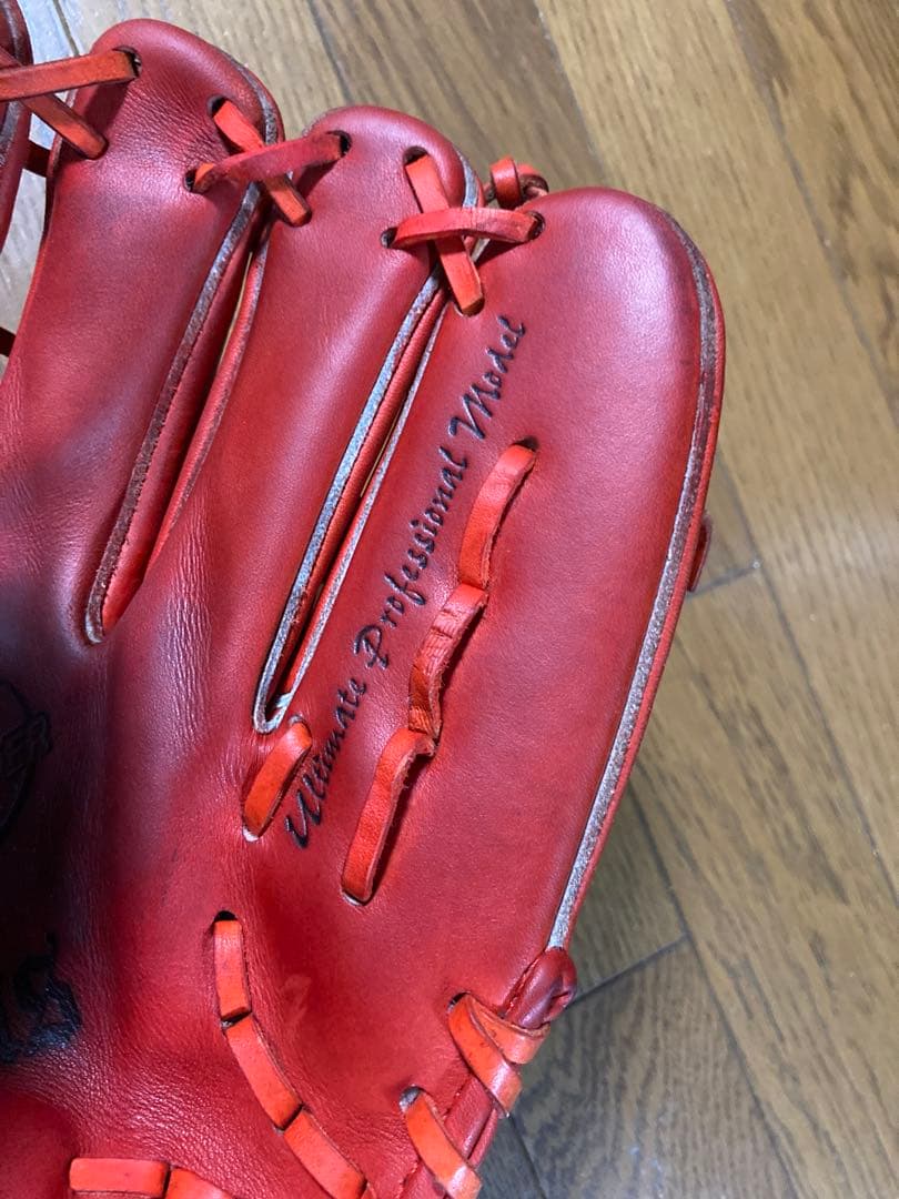 硬式グローブ　投手用　赤　Zeemsジームス　限定オーダー品　三方親シリーズ