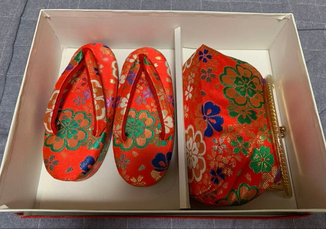 七五三 祝い着セット 赤い被布着付　赤とピンク