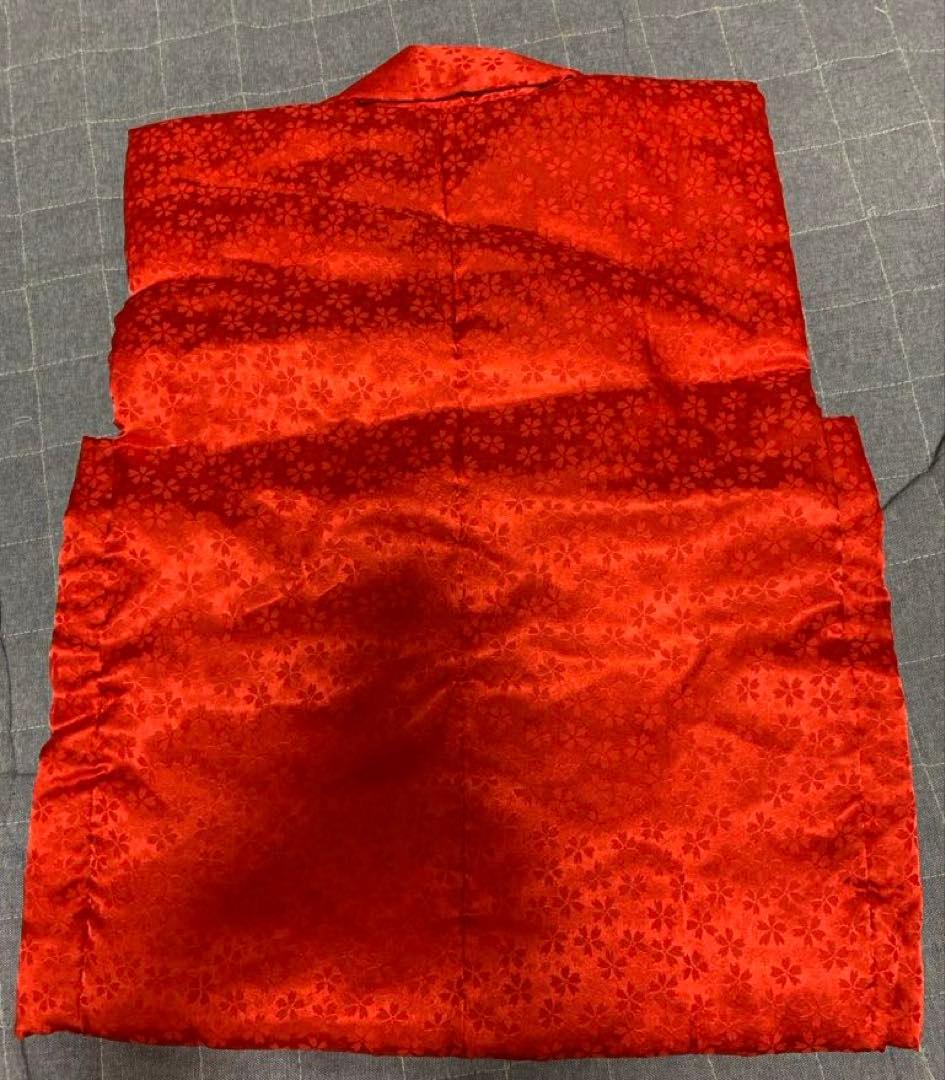 七五三 祝い着セット 赤い被布着付　赤とピンク