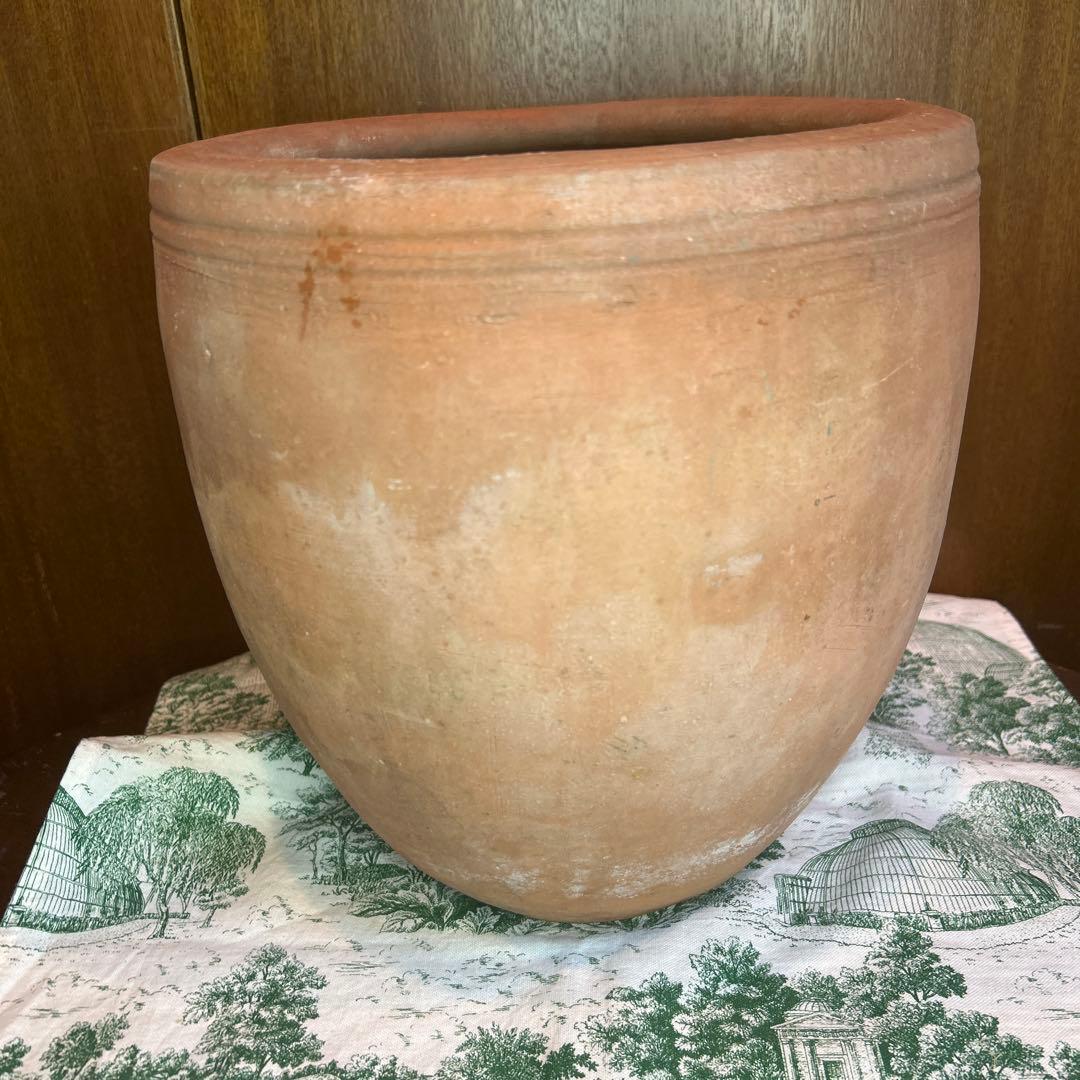 貴重 ワンダーデコールふっくら壺/ラウンド型テラコッタ鉢 穴有り 径26cm