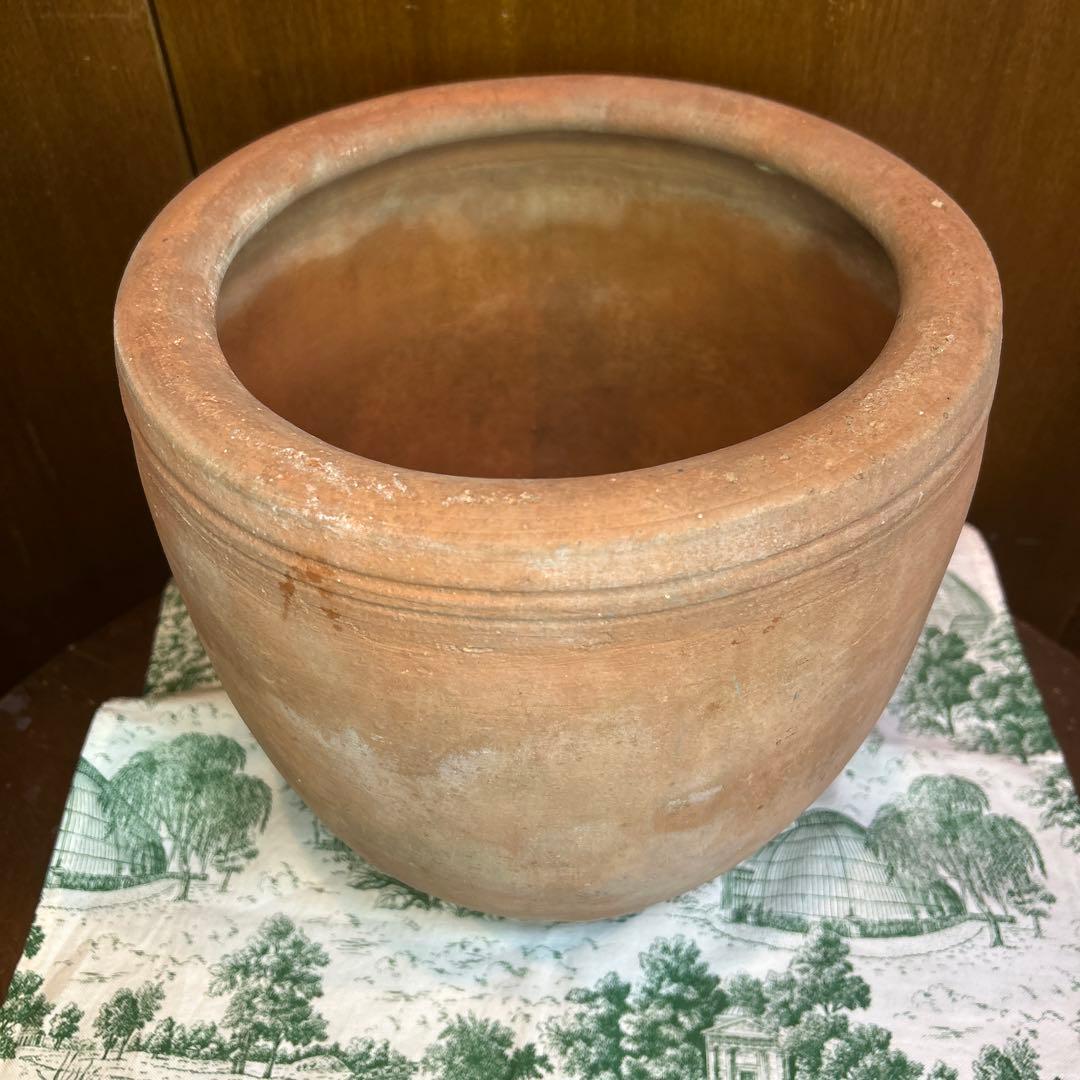 貴重 ワンダーデコールふっくら壺/ラウンド型テラコッタ鉢 穴有り 径26cm