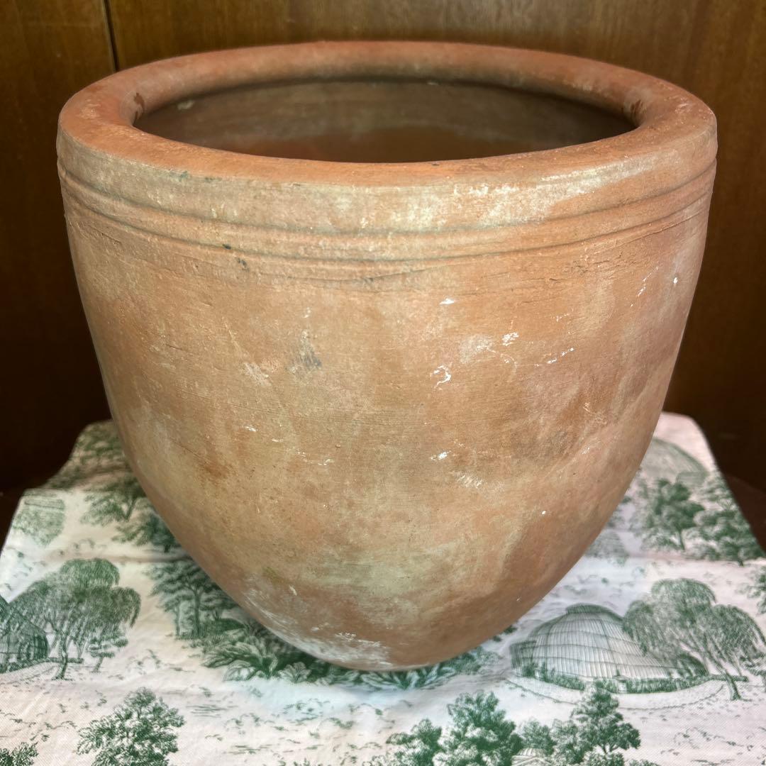 貴重 ワンダーデコールふっくら壺/ラウンド型テラコッタ鉢 穴有り 径26cm