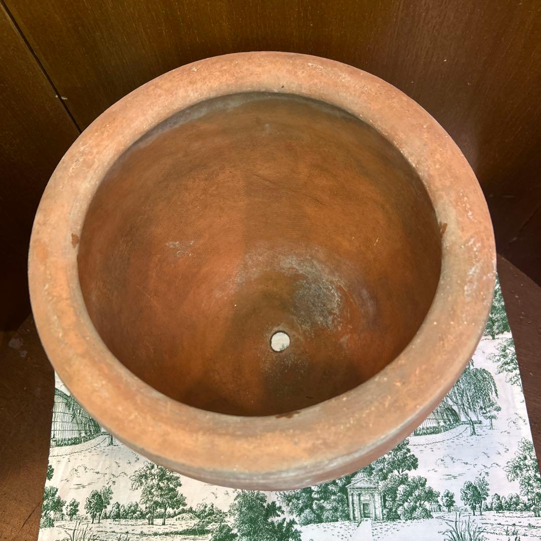 貴重 ワンダーデコールふっくら壺/ラウンド型テラコッタ鉢 穴有り 径26cm