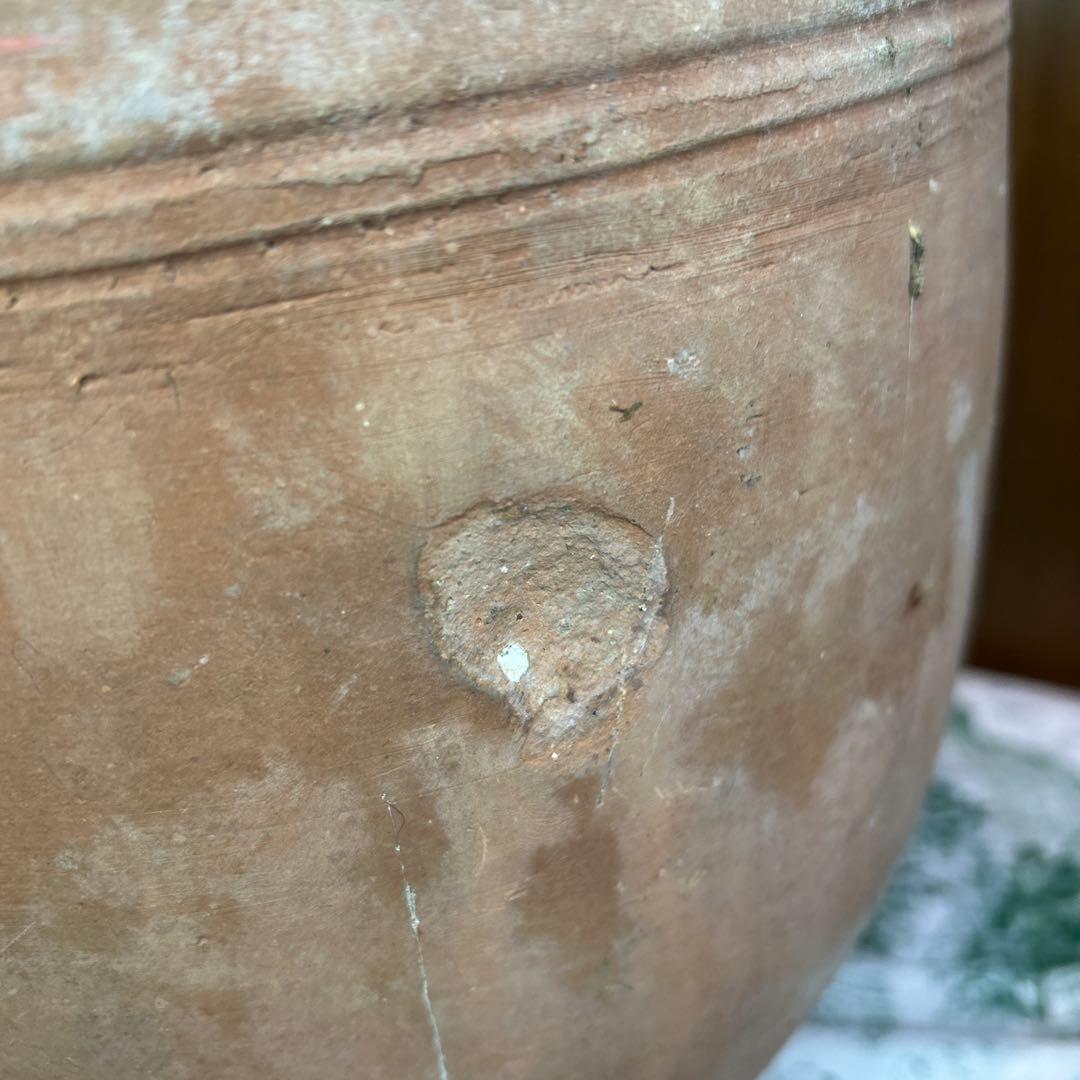 貴重 ワンダーデコールふっくら壺/ラウンド型テラコッタ鉢 穴有り 径26cm