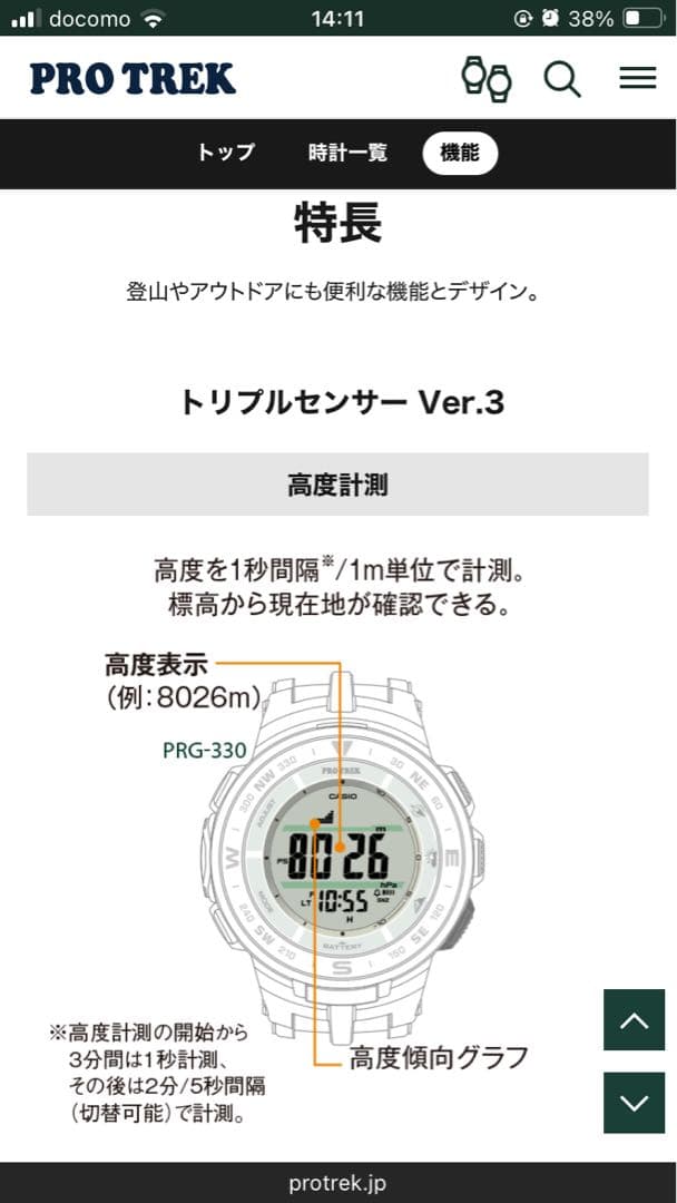 時計 PRO TREK RPG 330-4JF