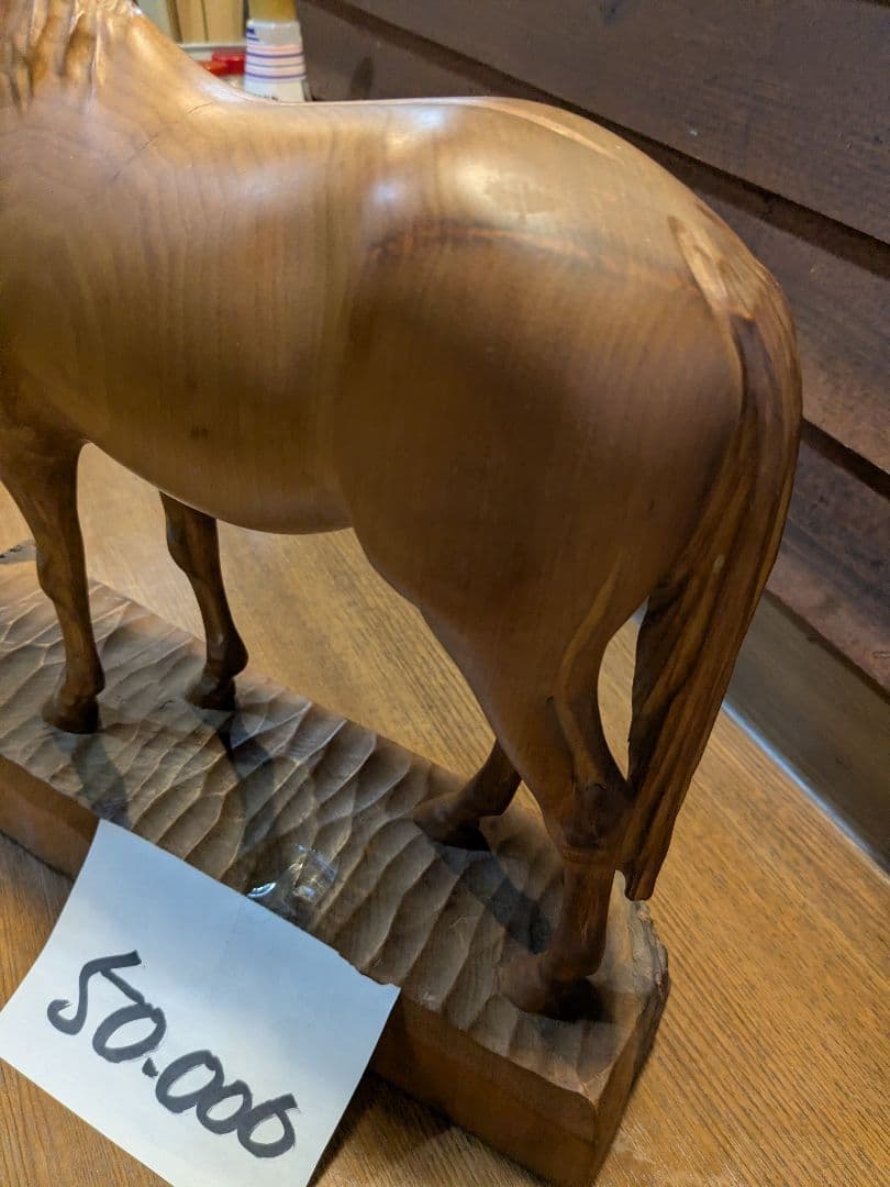 木製 馬の置物 約30cm　古民家から見つけました