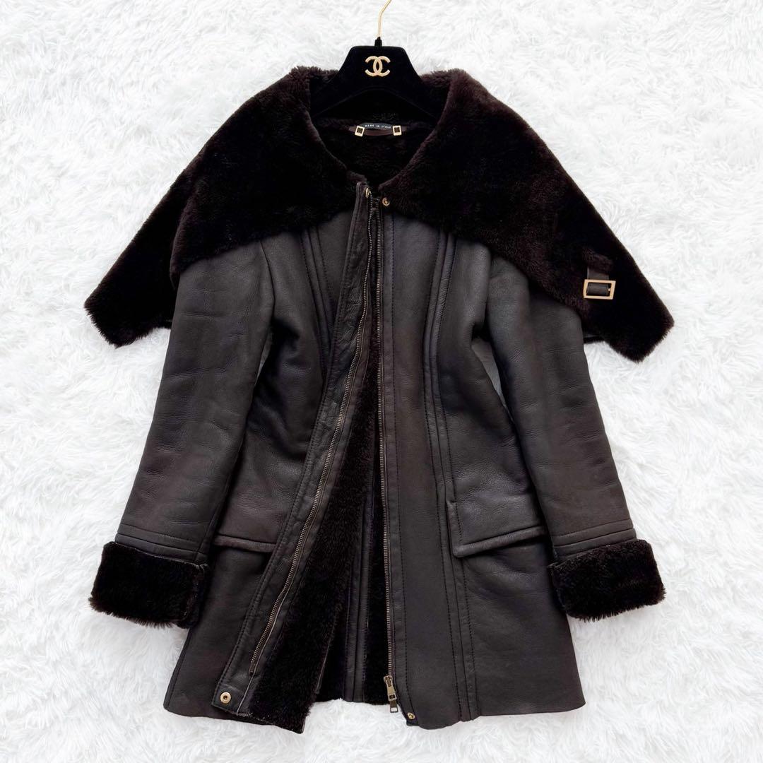 希少 GUCCI トムフォード期 ムートンコート 羊革100% ブラウン 38