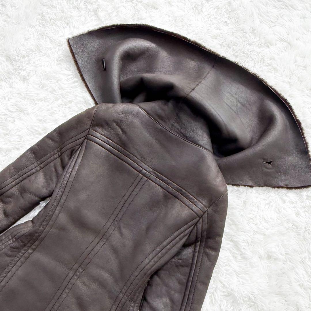 希少 GUCCI トムフォード期 ムートンコート 羊革100% ブラウン 38