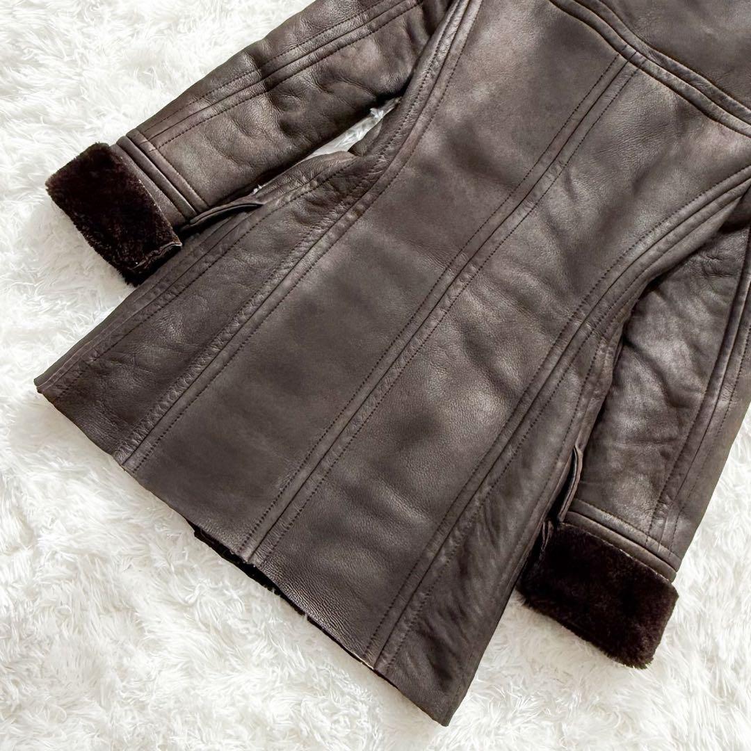 希少 GUCCI トムフォード期 ムートンコート 羊革100% ブラウン 38
