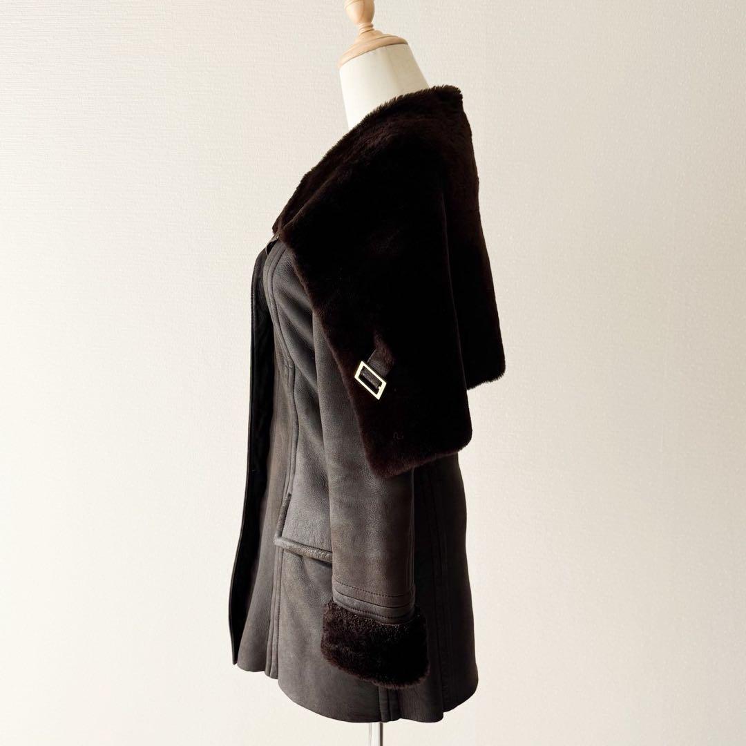 希少 GUCCI トムフォード期 ムートンコート 羊革100% ブラウン 38