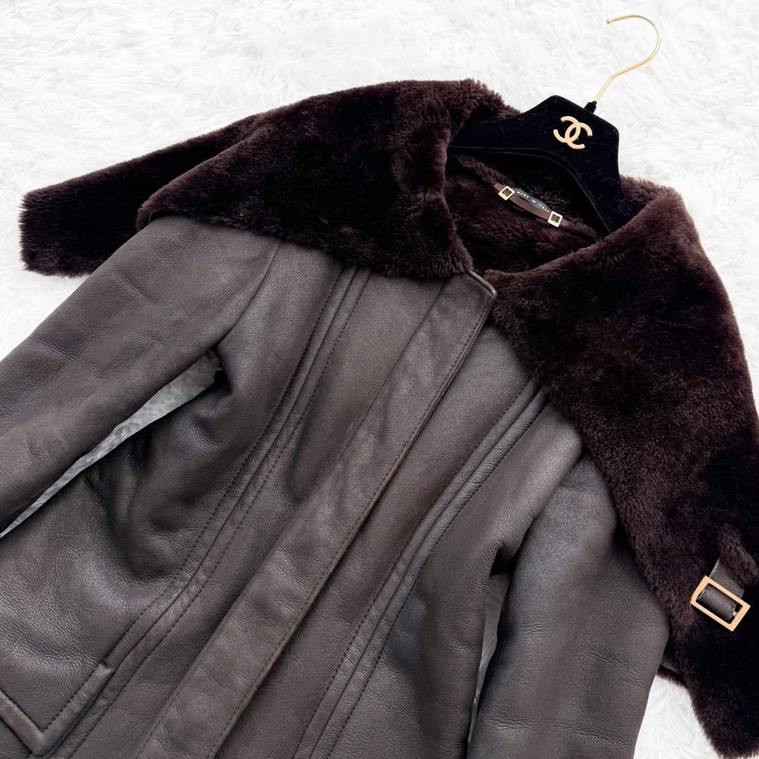 希少 GUCCI トムフォード期 ムートンコート 羊革100% ブラウン 38