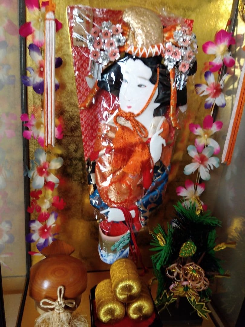 羽子板、お正月、人形ケース入り、オルゴール付き