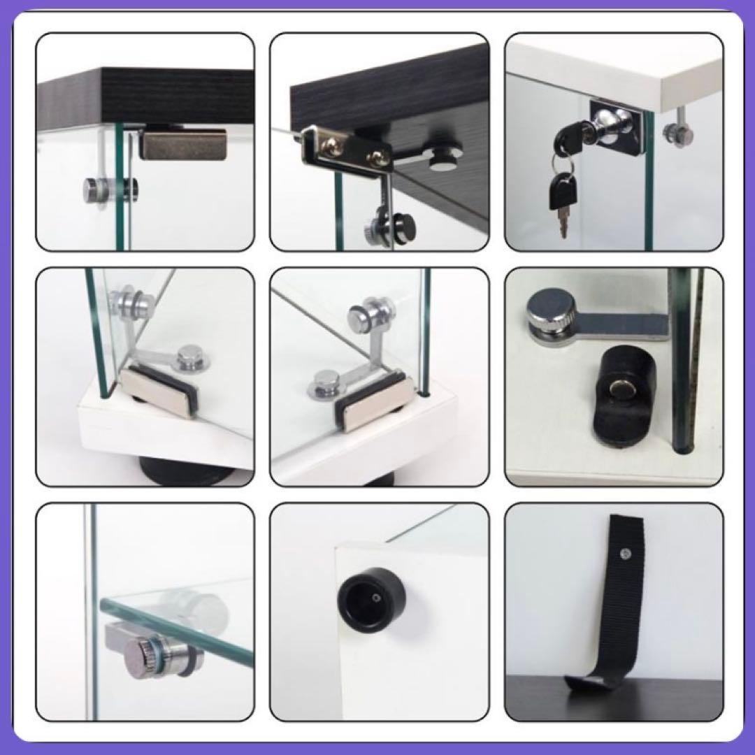 【新品】コレクションケース ガラス フィギュアケース 3段 スリム 棚 ホワイト