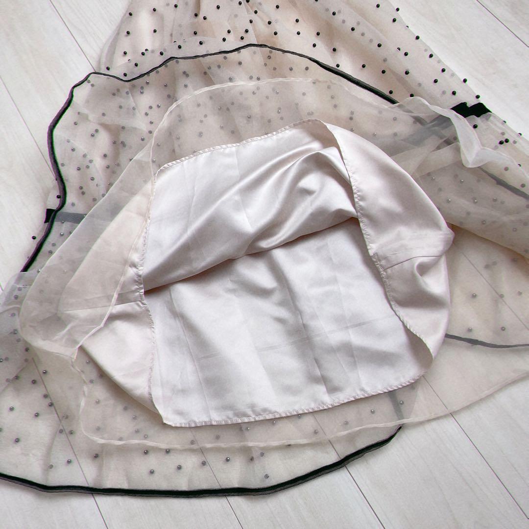 【新品タグ付き】eimyistoire パールスタッズボリュームフレアスカート