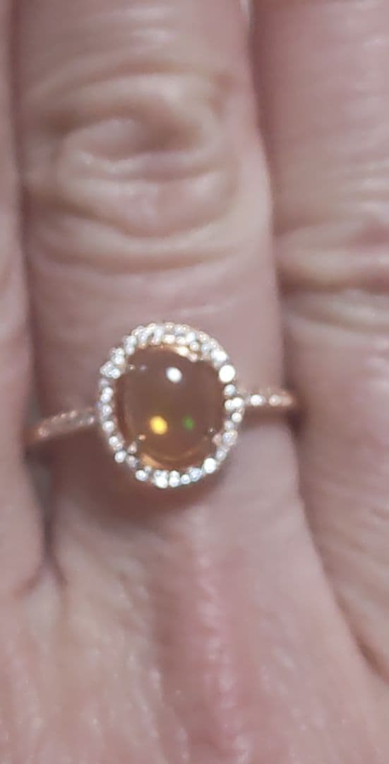 華やか！メキシコ産ファイヤーオパール　925SV PG フリーサイズ