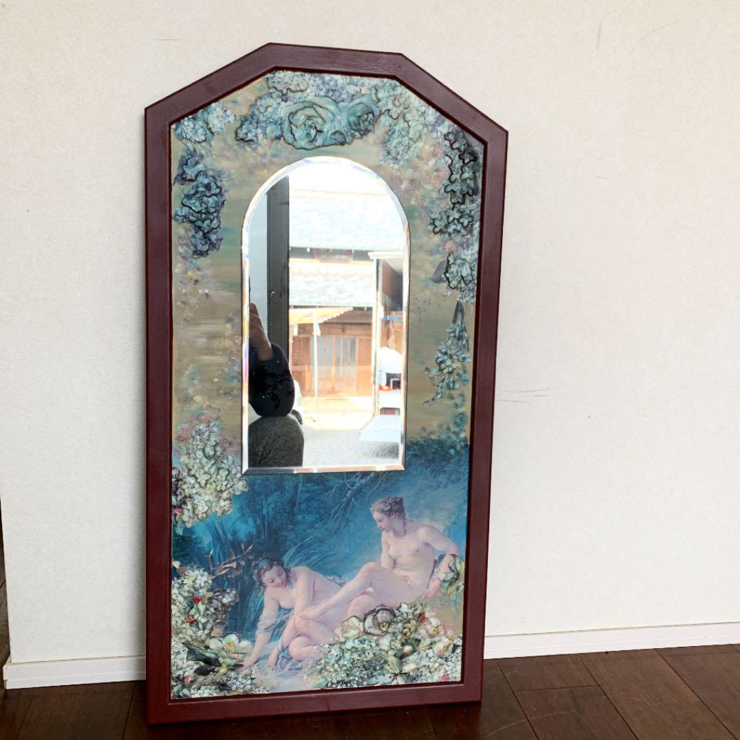 ヴィンテージ 絵　鏡　ミラー　壁掛け