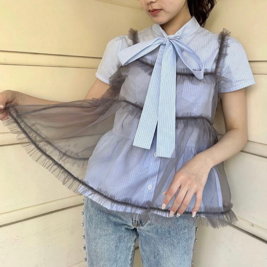 epine ブラウス　オーガンジーフリルビスチェ