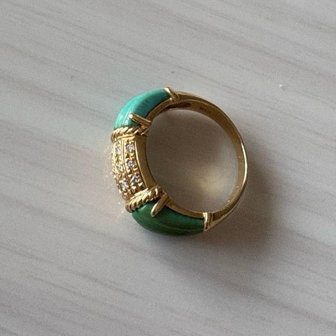 k18エレガントな緑色石のリング