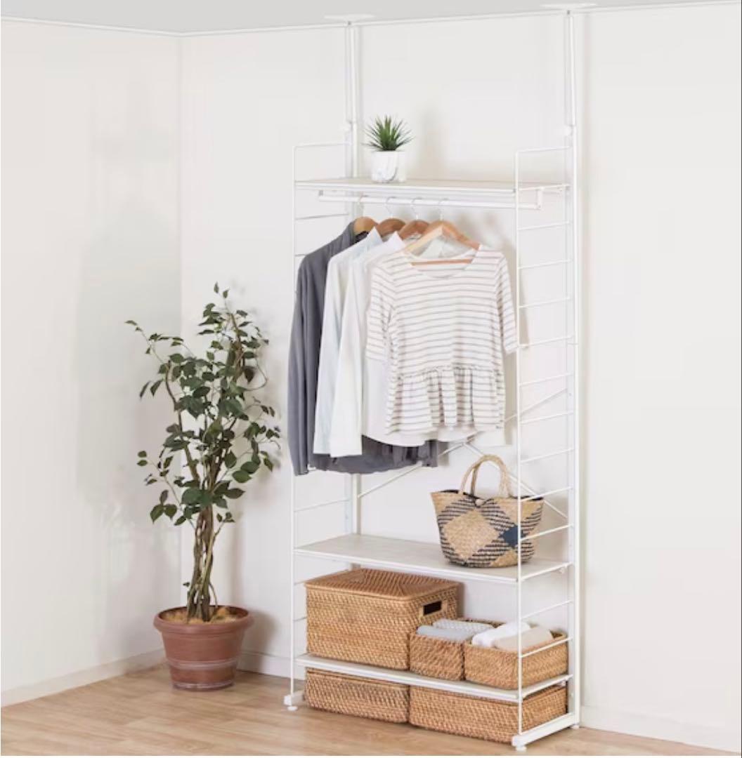 ニトリ　突っ張り壁面収納ワードローブNポルダ(ホワイトウォッシュ)