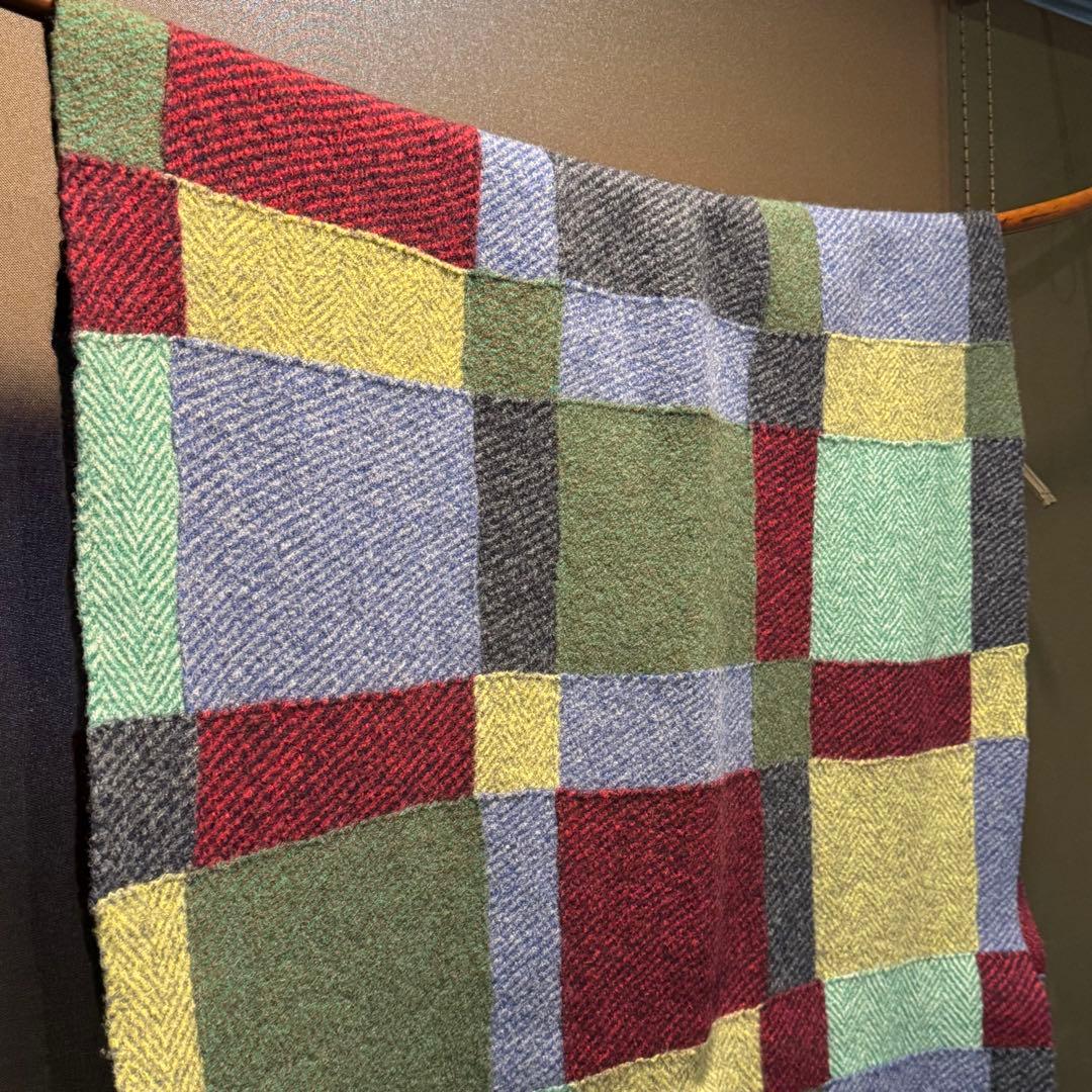 45R パッチワーク 大判 ウール 着れる ストール マフラー パッチワーク