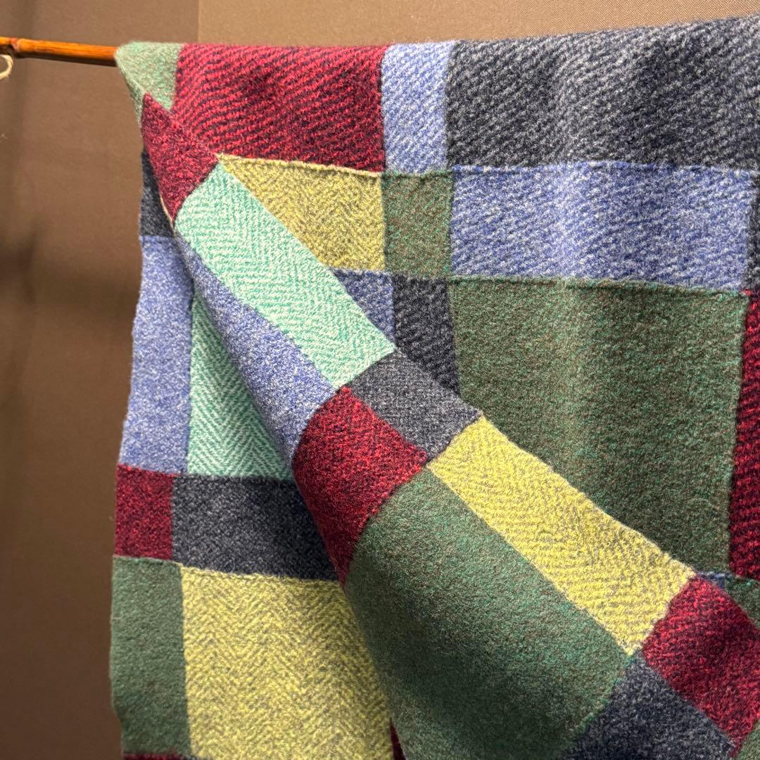 45R パッチワーク 大判 ウール 着れる ストール マフラー パッチワーク