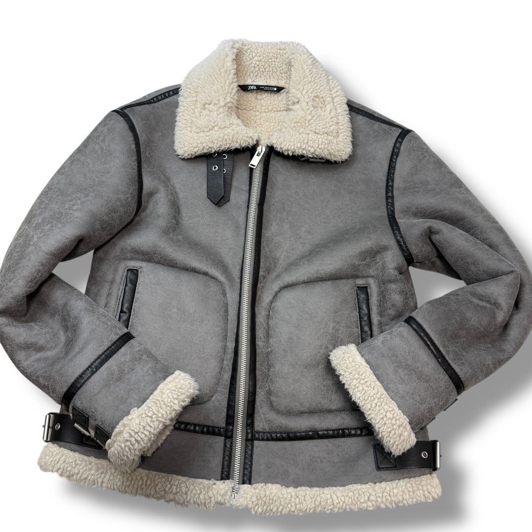 未使用級 ZARA 1523 B-3 フライトジャケット ボア グレー