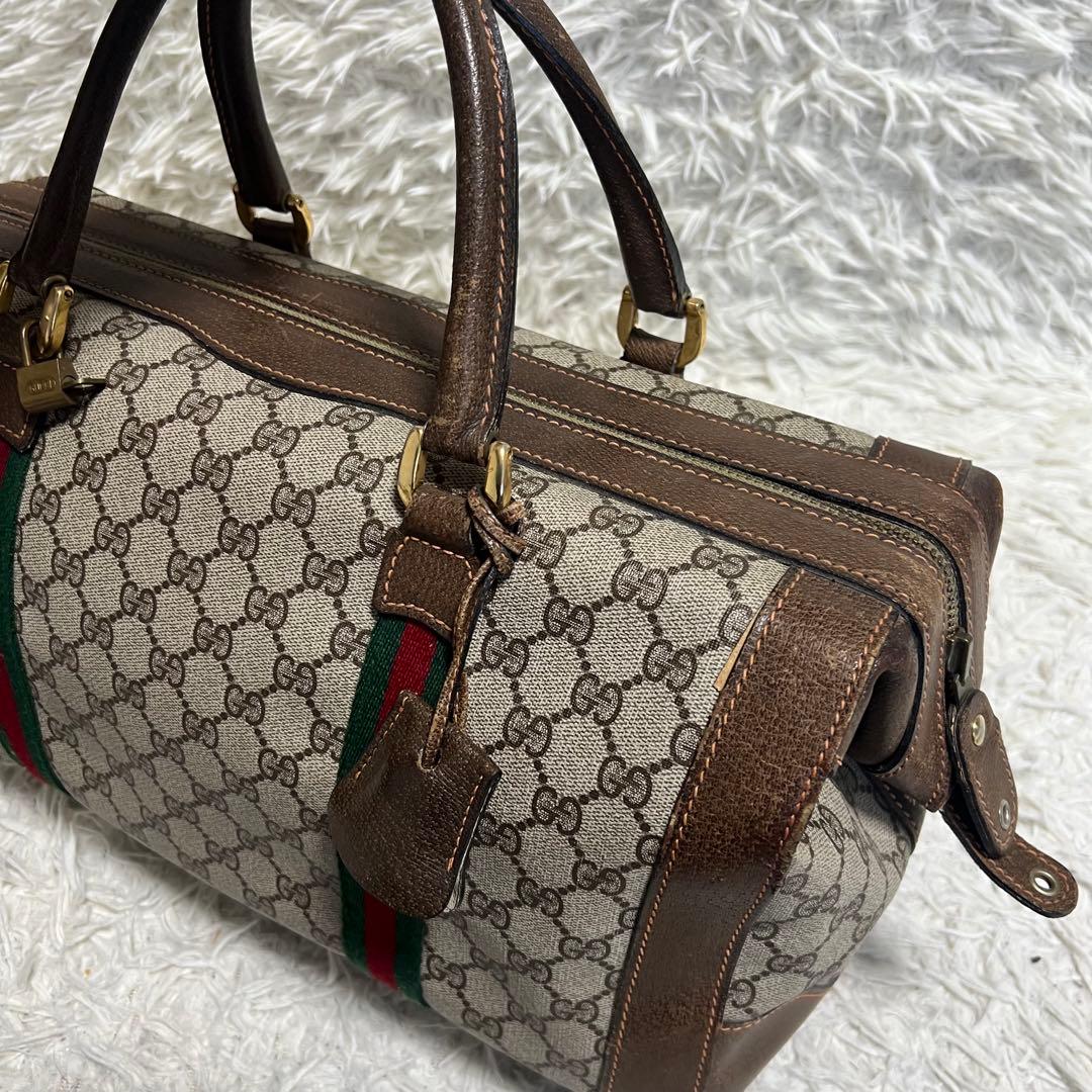 【希少】GUCCI グッチ　GG柄　ボストンバッグ　シェリーライン　PVC