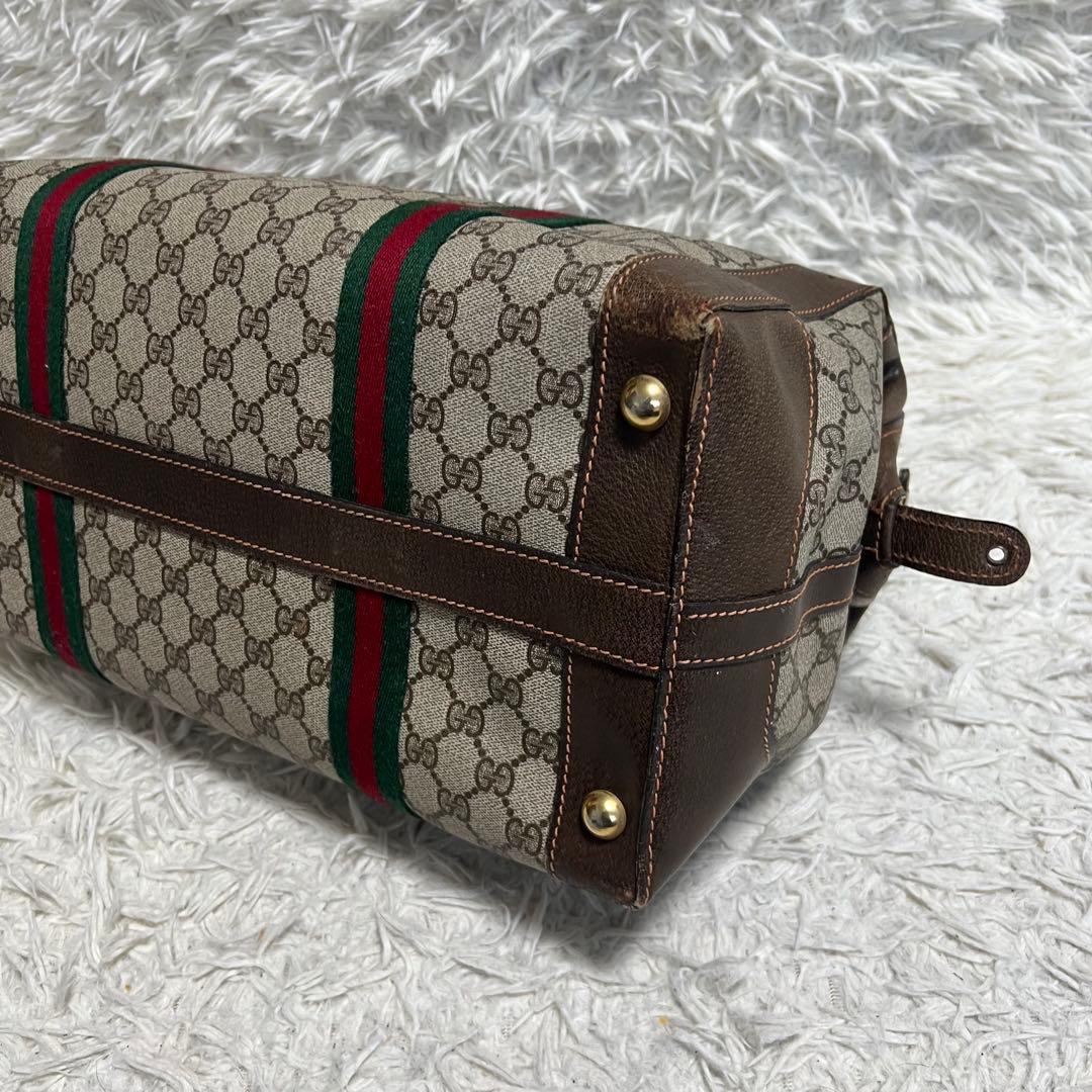 【希少】GUCCI グッチ　GG柄　ボストンバッグ　シェリーライン　PVC