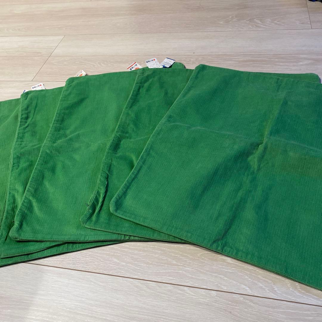 昭和レトロ　緑色コーデュロイ座布団カバー4枚セット