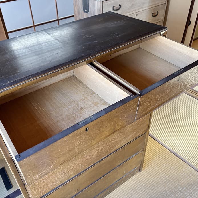 箪笥　木製　6段　120センチ　洋服箪笥　洋服ダンス　たんす　昭和レトロ　レトロ