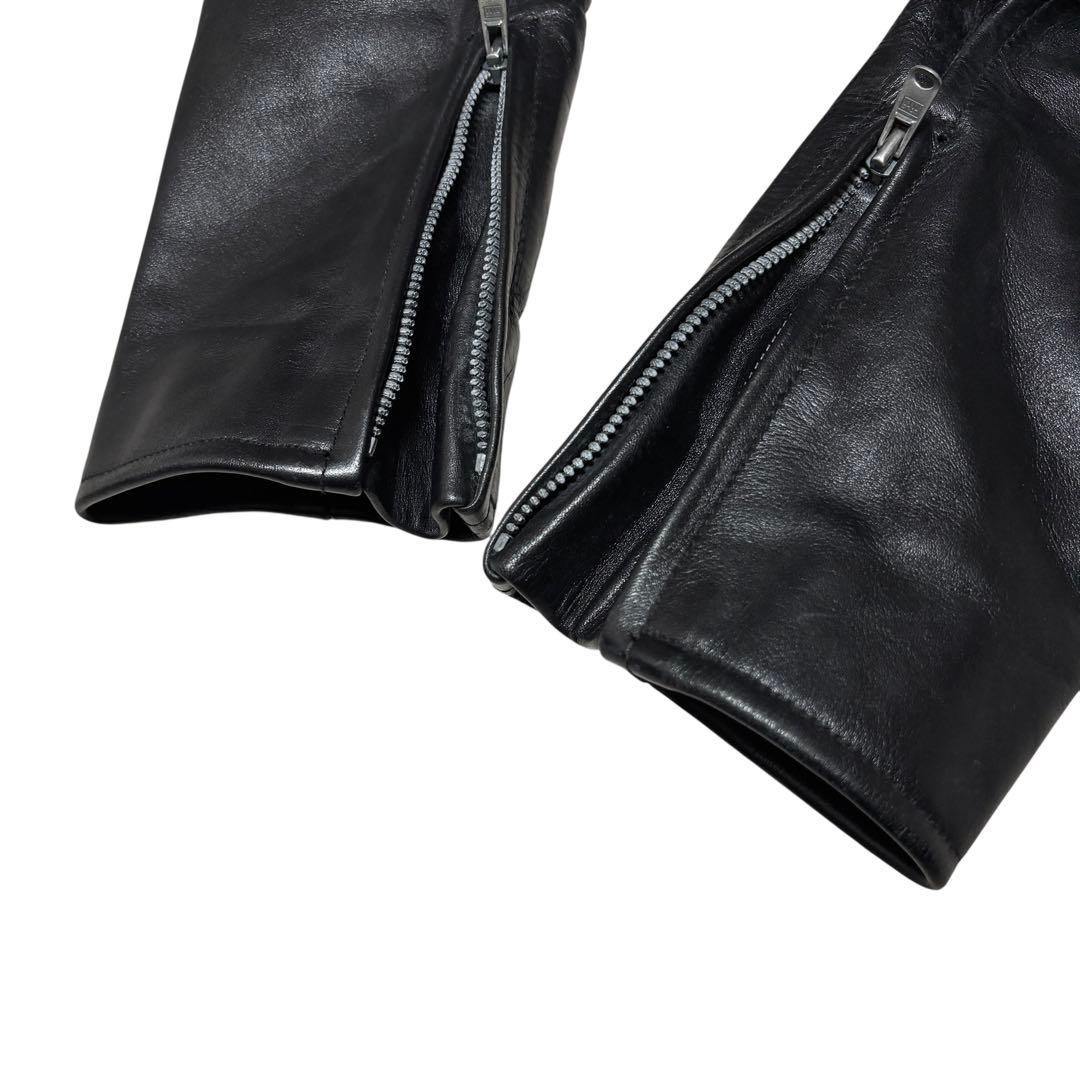 美品 オゾンコミュニティ 牛革 シングル ライダース ジャケット ブラック 本革