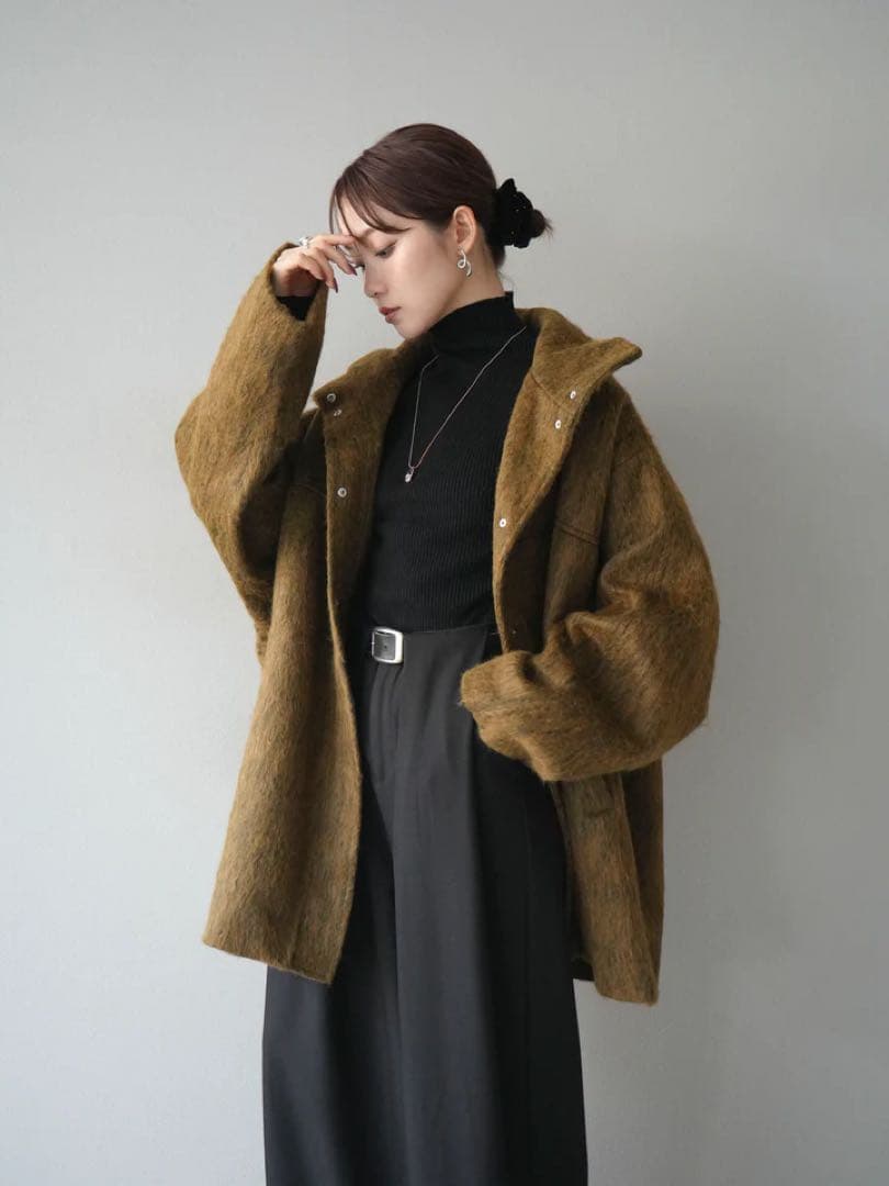 スタンドカラーシャギーコート　Lumier　リュミエ　コート　アウター　シャギー
