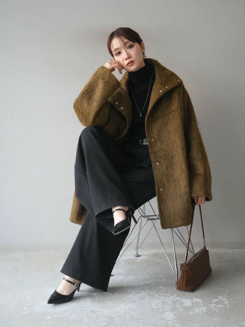 スタンドカラーシャギーコート　Lumier　リュミエ　コート　アウター　シャギー