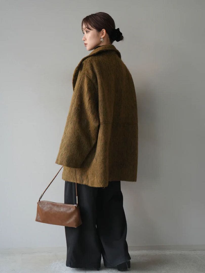 スタンドカラーシャギーコート　Lumier　リュミエ　コート　アウター　シャギー